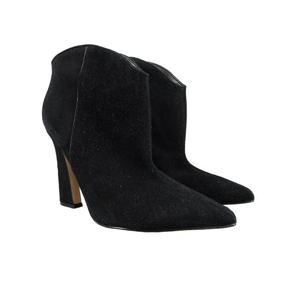 Marc Fisher Shoes Womens 7.5 Booties Point Toe Black Suede Classic Heeled Boots - Picture 1 of 15